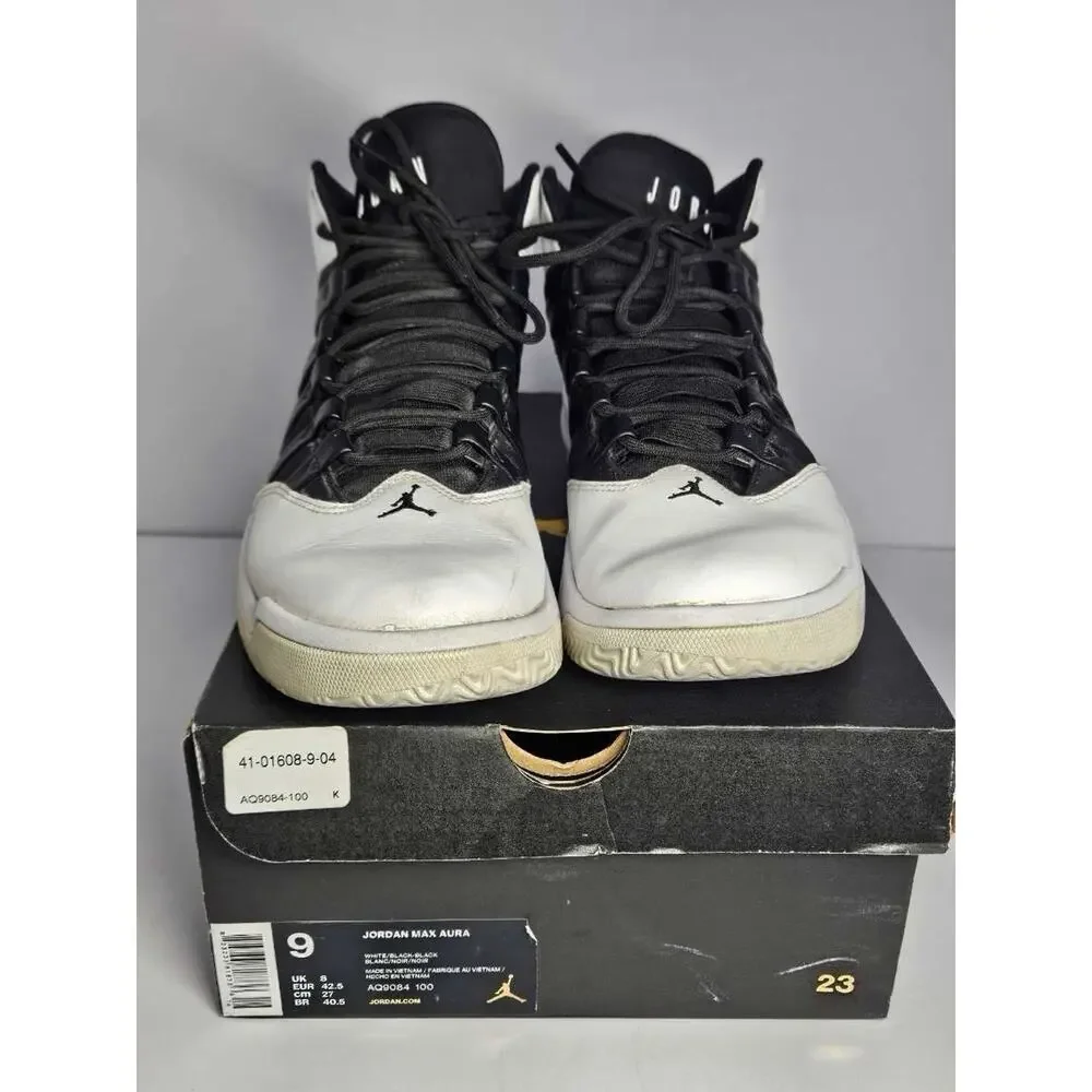 Jordan Max Aura White Black AQ9084-100 Men’s Size 9 Basketball Shoes